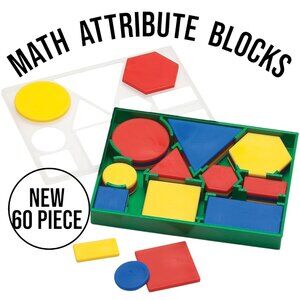 NEW 60 Count Attribute Blocks Math Manipulatives Assorted Colors Sorting Pattern